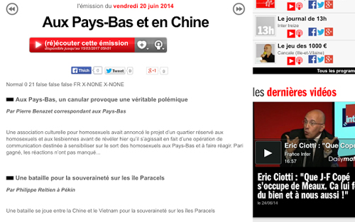 Trang web của Đài France Info đăng phóng sự