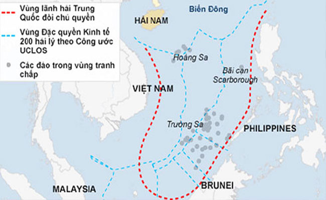 Đường lưỡi bò phi lý Trung Quốc dựa vào để tuyên bố chủ quyền đối với gần như toàn bộ Biển Đông.