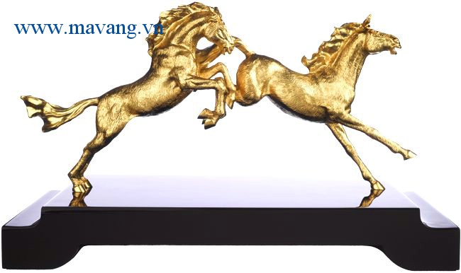 ngựa mạ vàng 24K, linh vật ngựa phong thủy dát vàng 9999